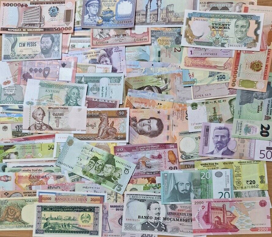World Banknotes Lot Set 108 Pcs different notes