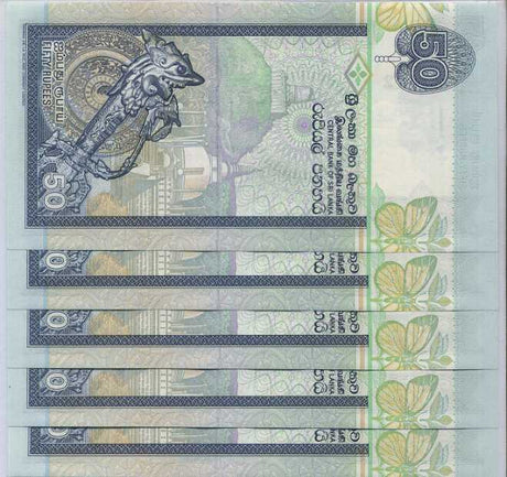 Sri Lanka 50 Rupees 2004-07-01 P 117 d UNC Lot 5 PCS