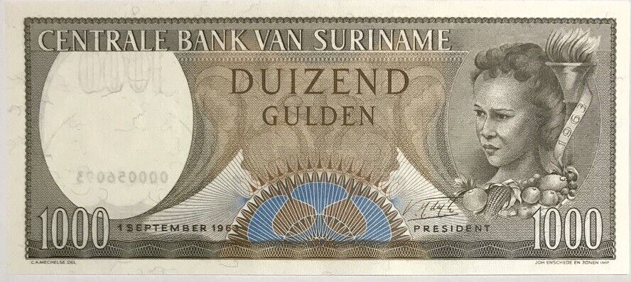 Suriname 1000 Gulden 1963 P 124 UNC