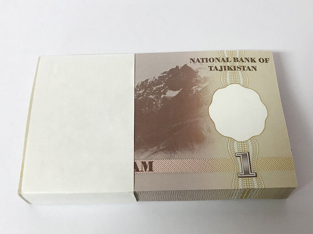 Tajikistan 1 Diram 1999 P 10 UNC LOT 25 Pcs 1/4 Bundle