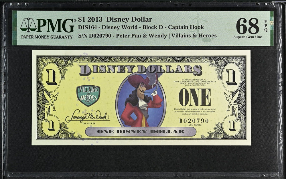 USA Disney 1 Dollar 2013 DIS 164 Peter Pan Superb Gem UNC PMG 68 EPQ Top Pop NR
