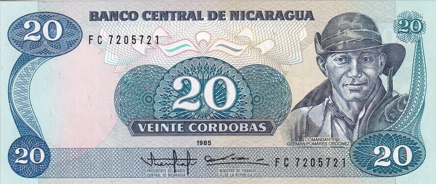 Nicaragua 20 Cordobas 1985 P 152 UNC