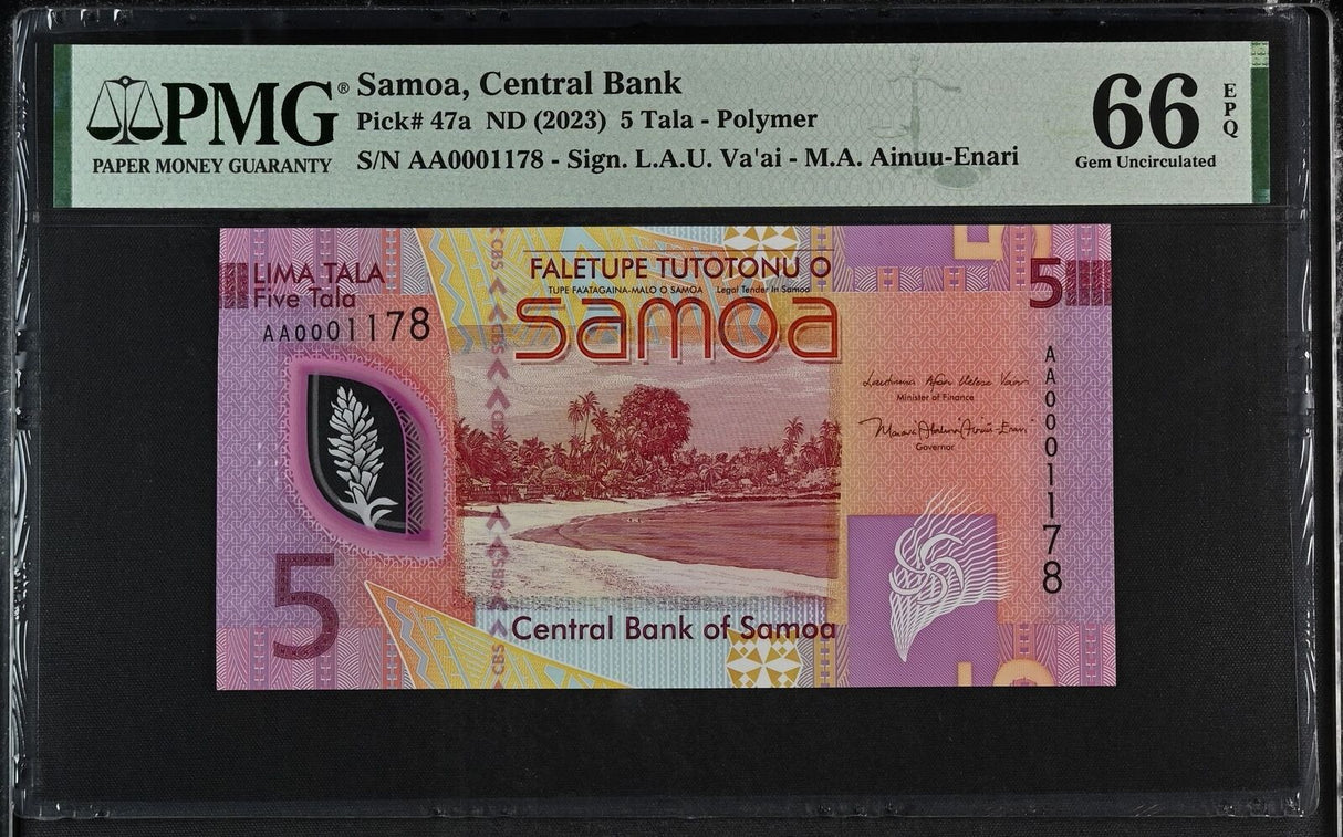 Samoa 5 Tala ND 2023 P 47 a Polymer Gem UNC PMG 66 EPQ