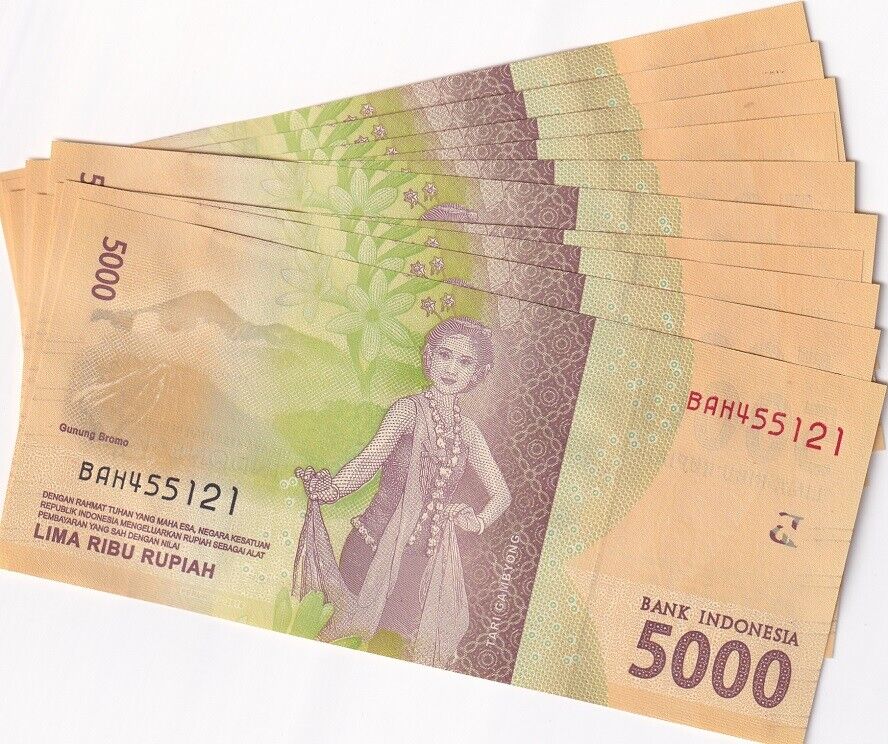 Indonesia 5000 Rupiah 2016/2016 P 156 a UNC LOT 10 PCS
