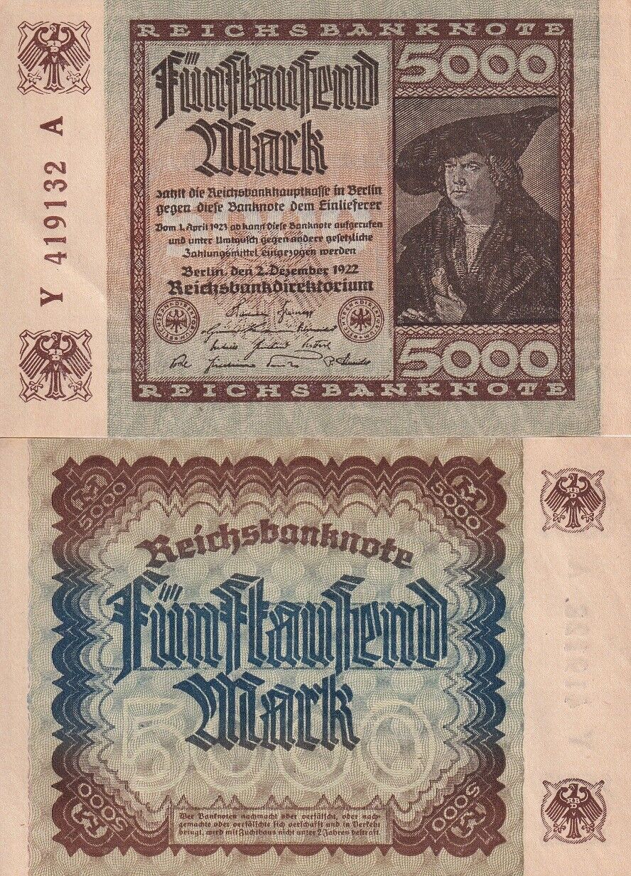 Germany 5000 Mark 1922 P 81 a AUnc