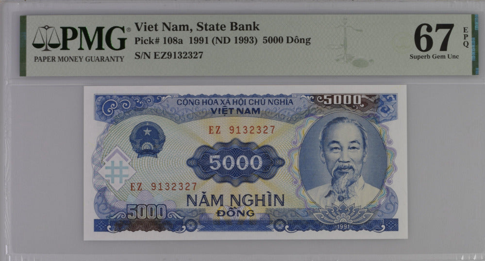 Vietnam 5000 Dong 1991/1993 P 108 a Superb Gem UNC PMG 67 EPQ