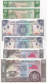 West Samoa Set 6 UNC 10 SH 1 5 Pound 1 2 10 Tala 1963-1967 P 13 14 15 16 17 18