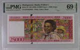 Madagascar 25000 Francs 5000 Ariary 1998 P 82 Superb GEM UNC PMG 69 EPQ Top Pop
