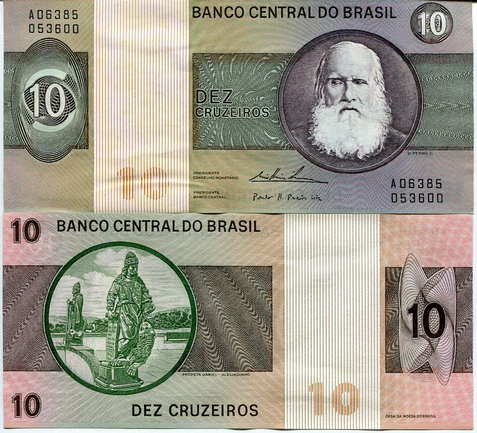 Brazil 10 Cruzeiros ND (1970-1980) P 193 b"A" Prefix UNC
