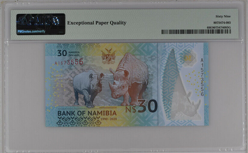 Namibia 30 Dollars COMM. 2020 P 18 Polymer SUPERB GEM UNC PMG 69 EPQ