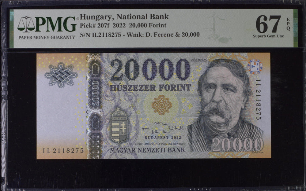 Hungary 20000 Forint 2022 P 207 f Superb Gem UNC PMG 67 EPQ