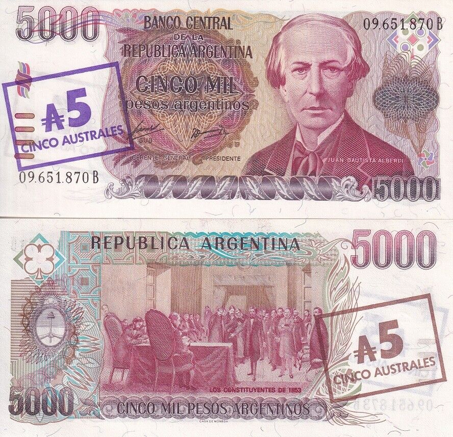 Argentina 5000 Pesos 1985 P 321 UNC