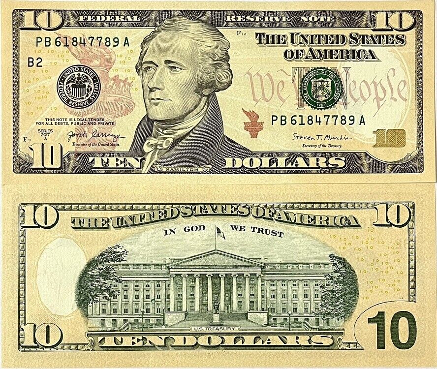 United States 10 Dollars USA 2017A P 545B New York NY "B" UNC
