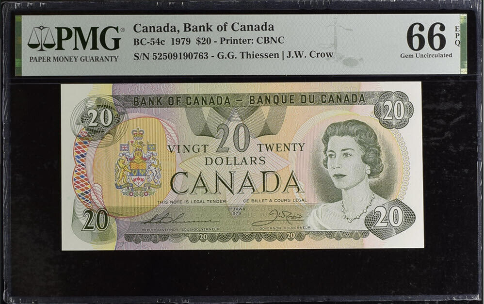 Canada 20 Dollars 1979 P 93 c Thiessen Crow BC-54c Gem UNC PMG 66 EPQ