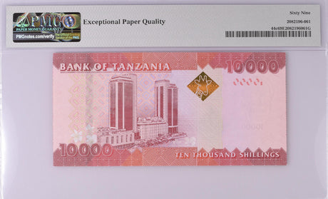 Tanzania 10000 Shilling ND 2020 P 44 c Superb Gem UNC PMG 69 EPQ Top Pop