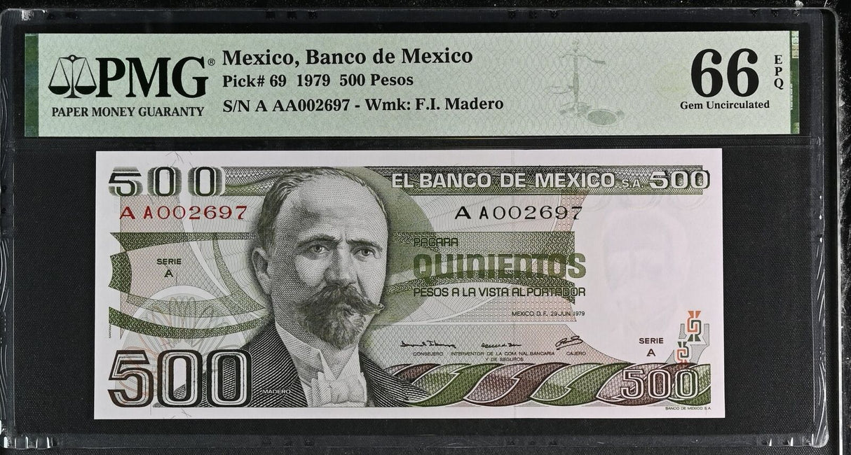 Mexico 500 Pesos 1979 P 69 Gem UNC PMG 66 EPQ