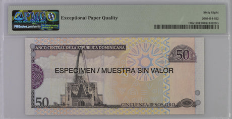 Dominican Republic 50 Pesos 2006 P 176 s1 SPECIMEN Superb Gem UNC PMG 68 EPQ Top