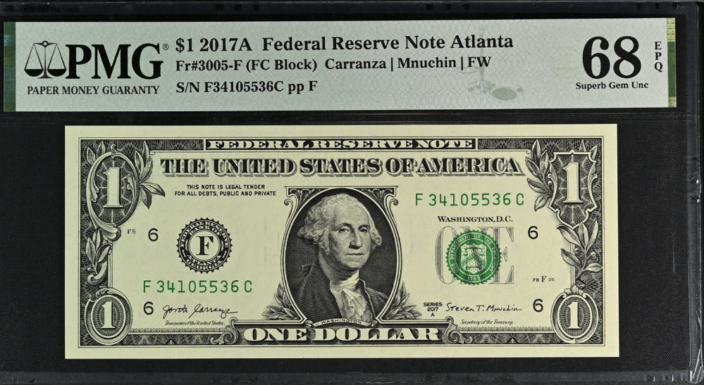 United States 1 Dollar USA 2017A P 544 F Atlanta Superb Gem UNC PMG 68 EPQ Top
