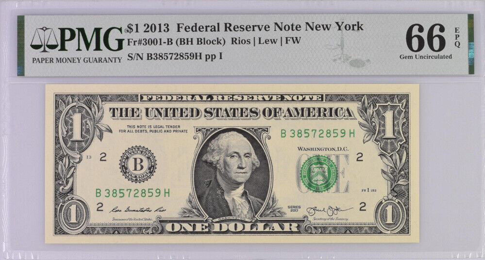 United States 1 Dollar USA 2013 P 537 B New York Gem UNC PMG 66 EPQ