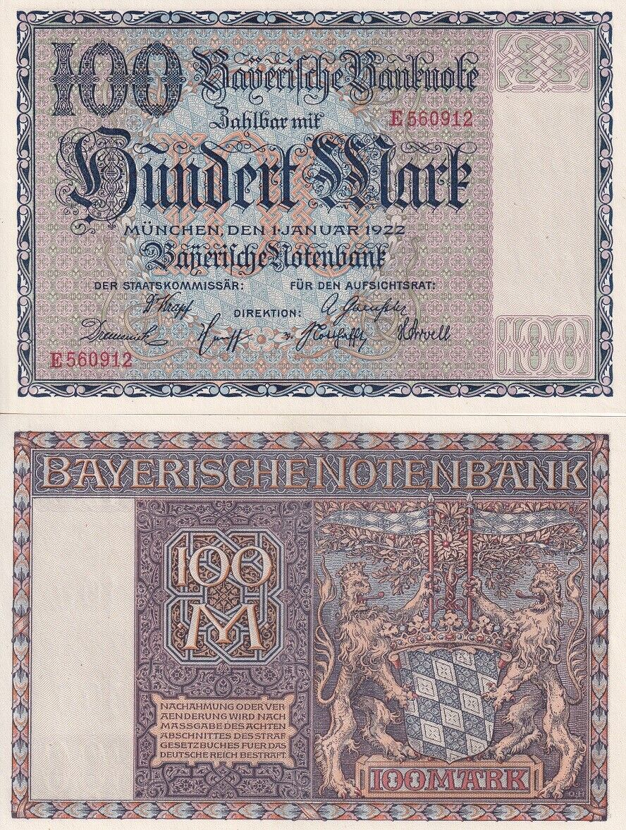 Germany 100 Mark 1922 P s923 UNC