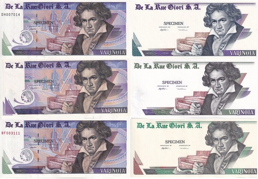 TEST Note set 6 BEETHOVEN SPECIMEN VARINOTA DE LA RUE