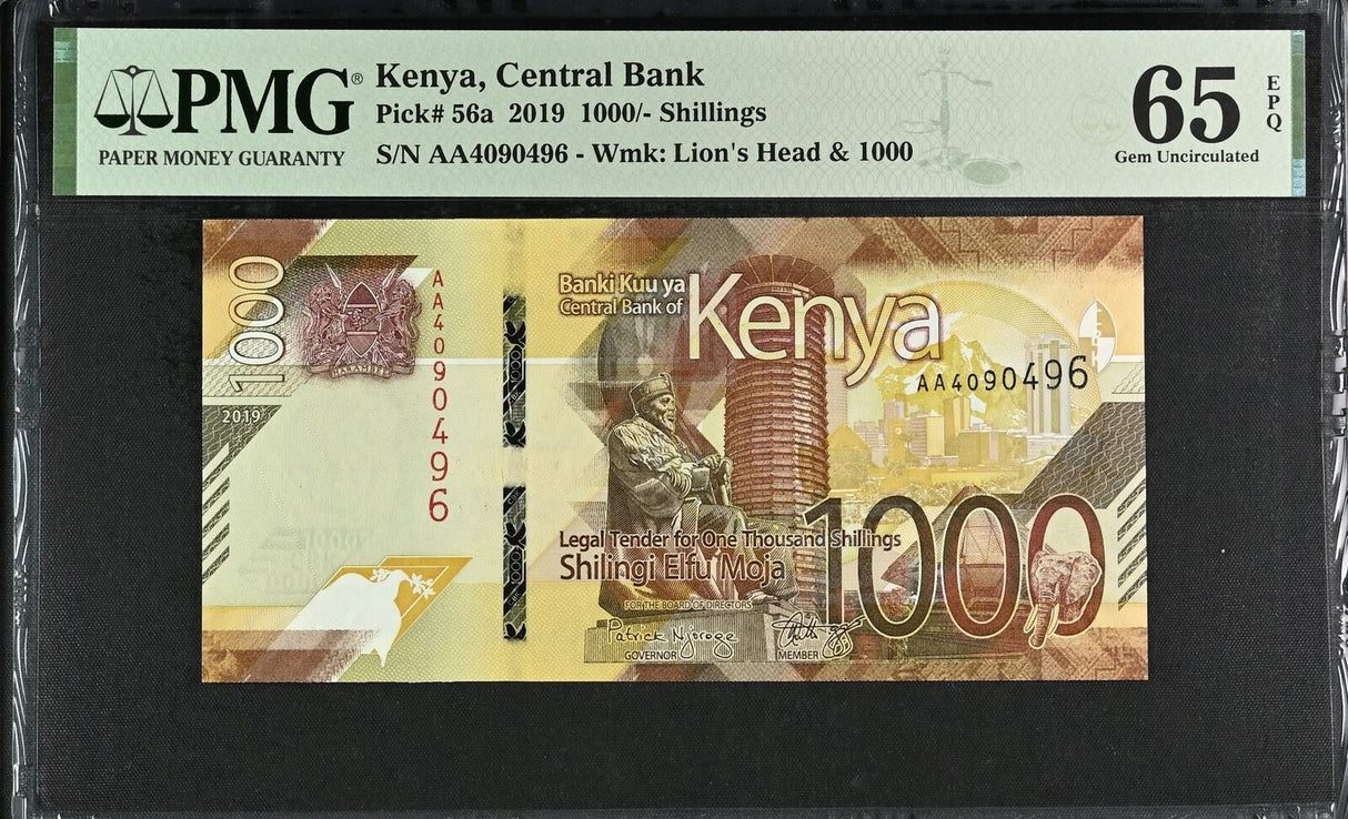 Kenya 1000 Shillings 2019 P 56 a Gem UNC PMG 65 EPQ