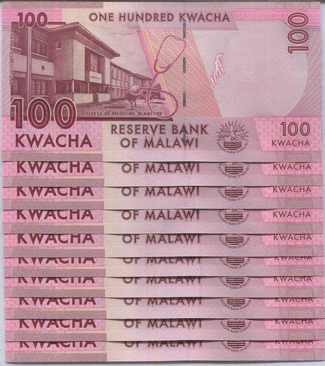 Malawi 100 Kwacha 2014 P 65 UNC Lot 10 PCS