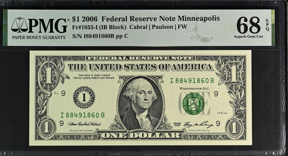 United States 1 Dollar USA 2006 I Minneapolis P 523 Superb Gem UNC PMG 68 EPQ