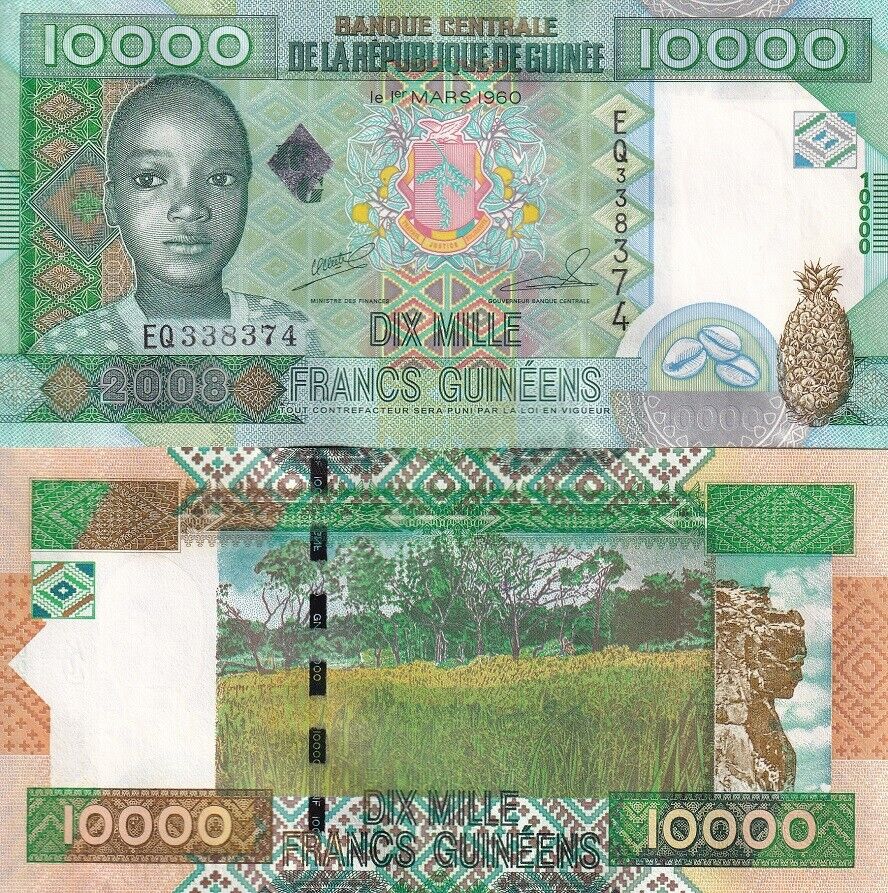 Guinea 10000 Francs 2008 P 42 b UNC