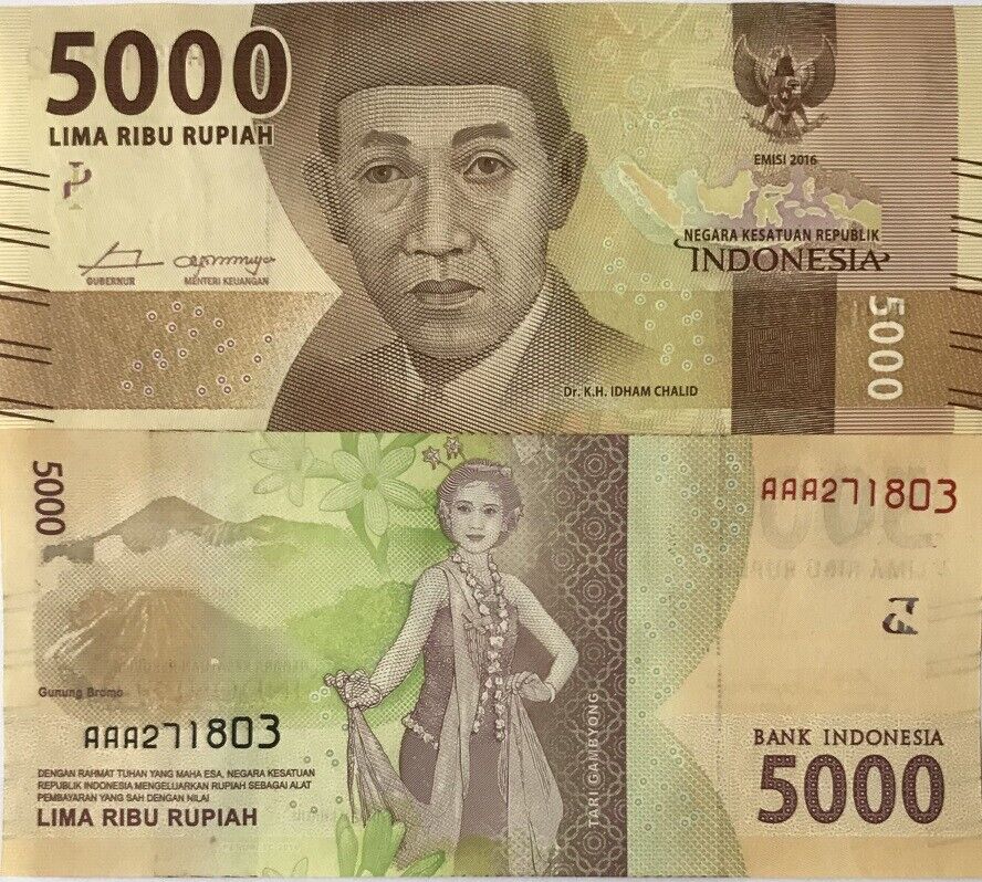 Indonesia 5000 Rupiah 2016 P 156 a AAA UNC