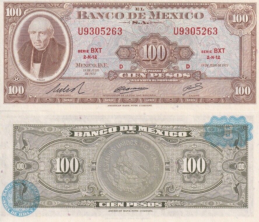 Mexico 100 Pesos 1973 P 61 i UNC