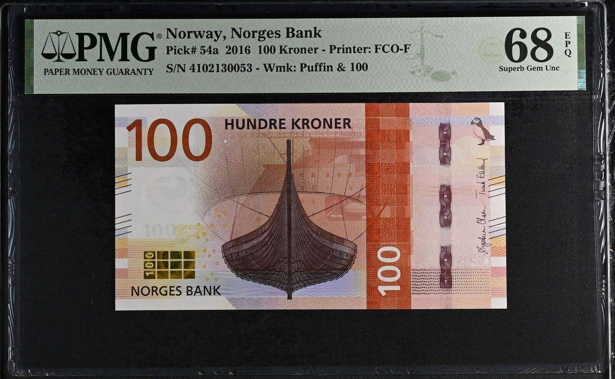 Norway 100 Kroner 2016 P 54 a Superb Gem UNC PMG 68 EPQ