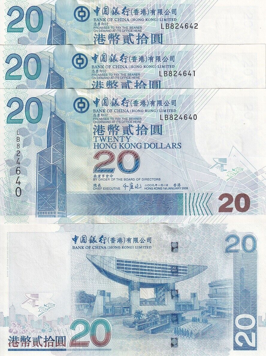 Hong Kong 20 Dollars 2009 BOC P 335 f LOT 3 UNC