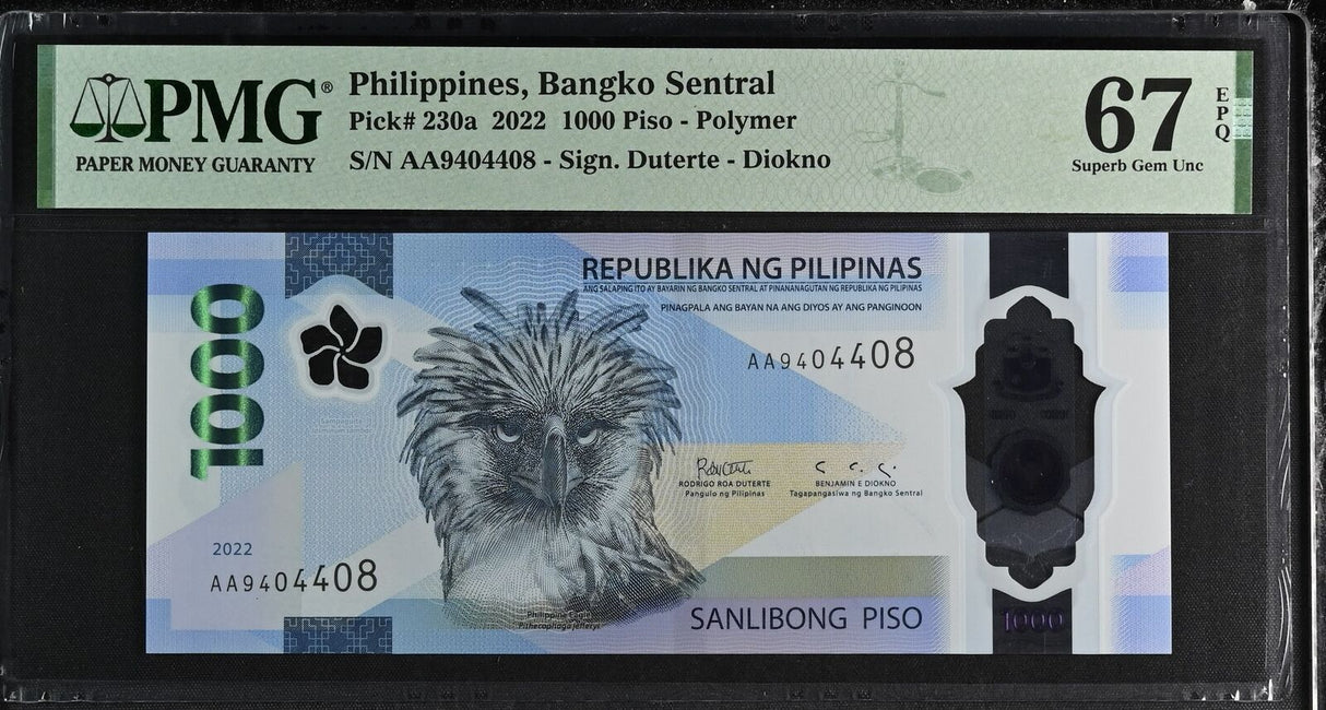 Philippines 1000 Pesos 2022 P 230 a AA Superb Gem UNC PMG 67 EPQ