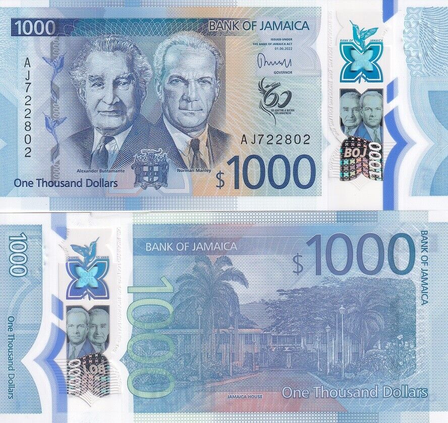 Jamaica 1000 Dollars 2022 / 2023 P 99 NEW Polymer UNC