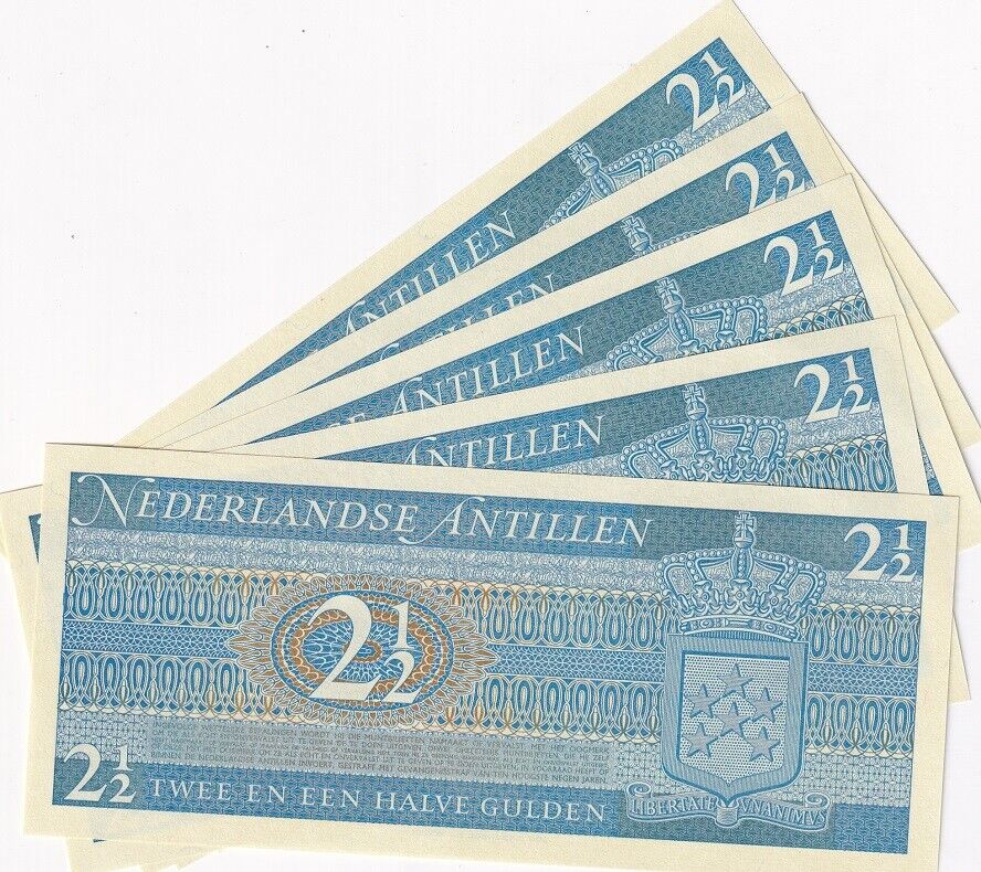 Netherlands Antilles 2 1/2 Gulden 1970 P 21 UNC LOT 3 PCS