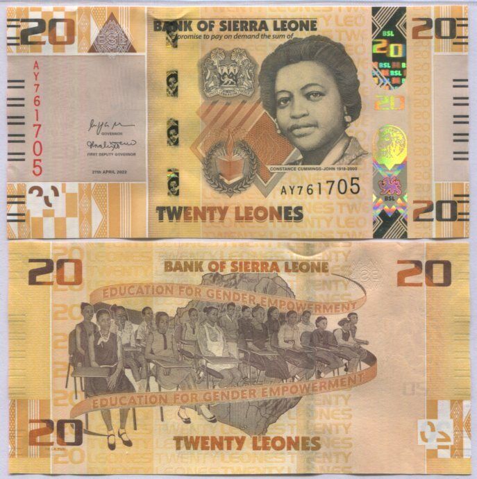 Sierra Leone 20 Leones 2022 P New Design (CUT ZERO) UNC