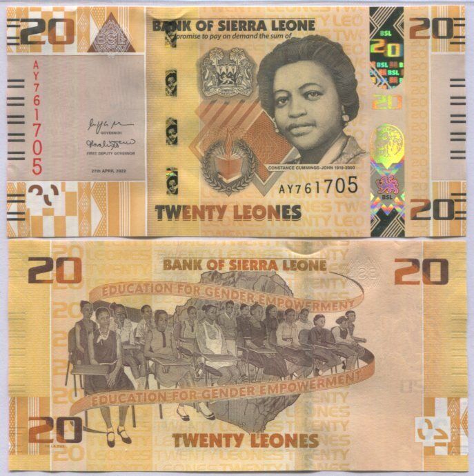 Sierra Leone 20 Leones 2022 P New Design (CUT ZERO) UNC – Noteshobby