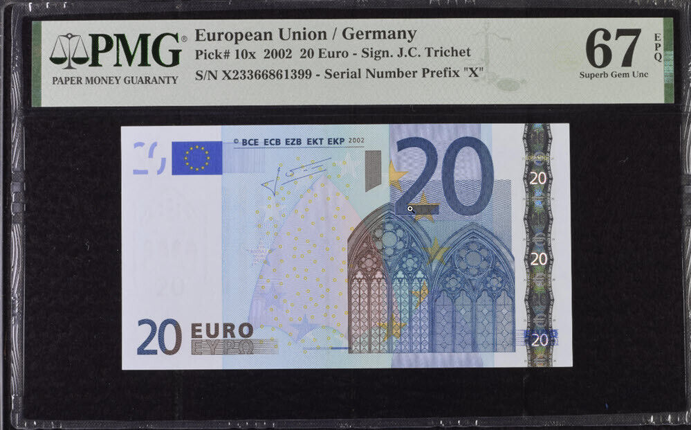 Euro 20 Euro 2002 Germany P 10 x Superb Gem UNC PMG 67 EPQ