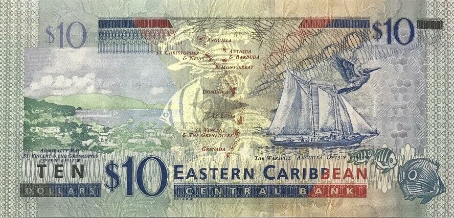 East Caribbean 10 Dollars ND 2003 suffix letter D P 43 d UNC