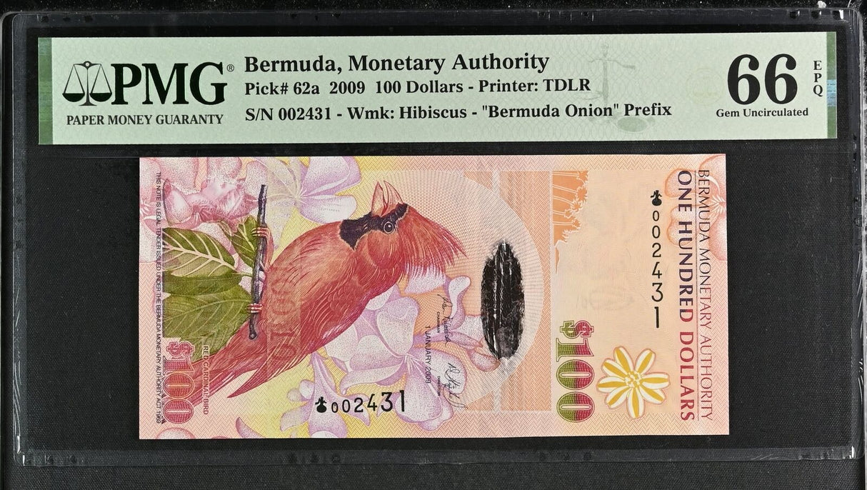 Bermuda 100 Dollars 2009 P 62 a Gem UNC PMG 66 EPQ