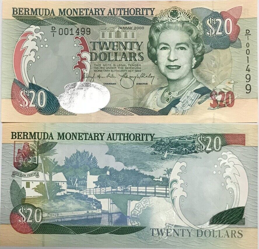 Bermuda 20 DOLLARS 2000 P 53 UNC W/Little tone