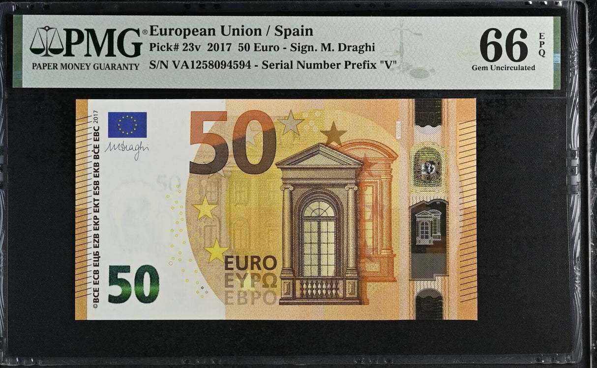 Euro 50 Euro Spain 2017 P 23 v Gem UNC PMG 66 EPQ
