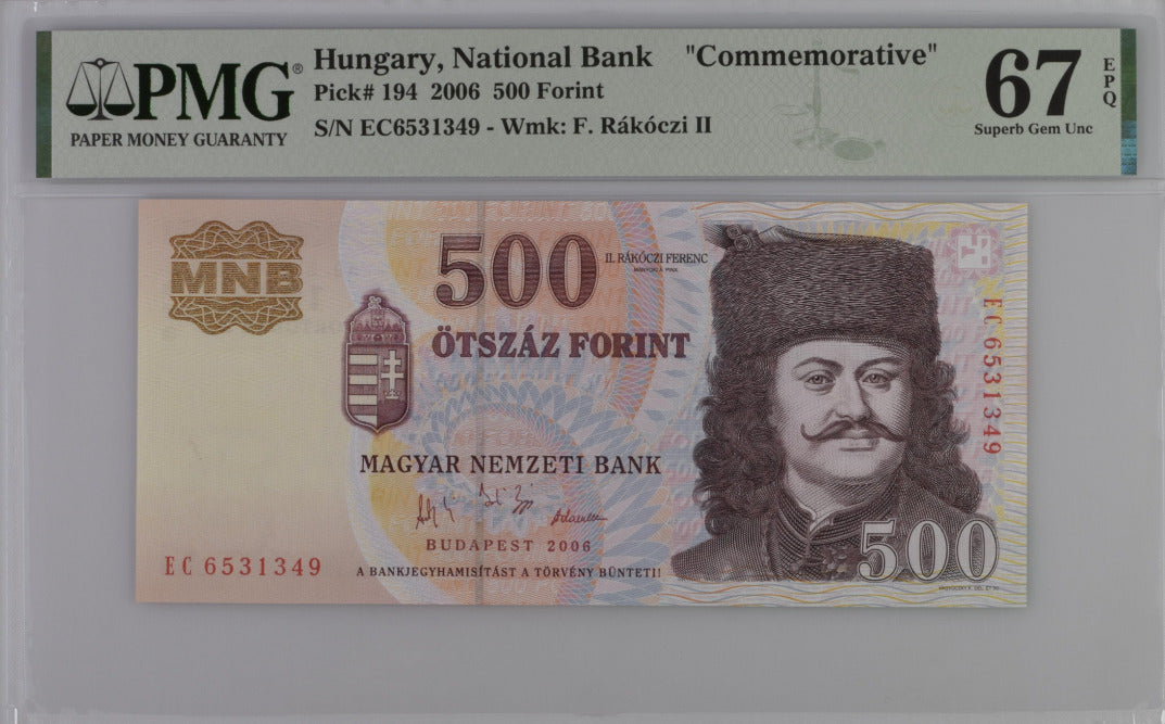 HUNGARY 500 Forint 2006 P 194 Superb Gem UNC PMG 67 EPQ