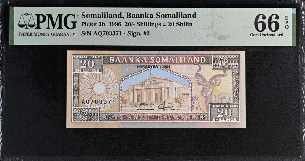 Somaliland 20 Shillings 1996 P 3 b Gem UNC PMG 66 EPQ