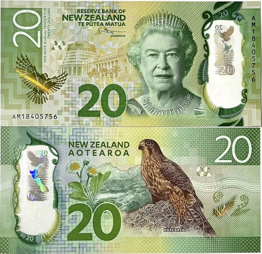 New Zealand 20 Dollars 2018 Polymer New Sign P 193 Queen Elizabeth QEII UNC