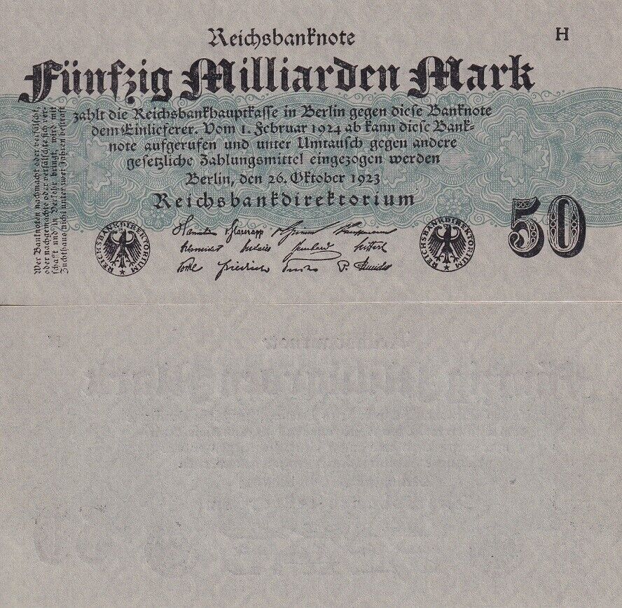 Germany Reichsbank 50 Milliarden Mark 1923 P 125 a UNC