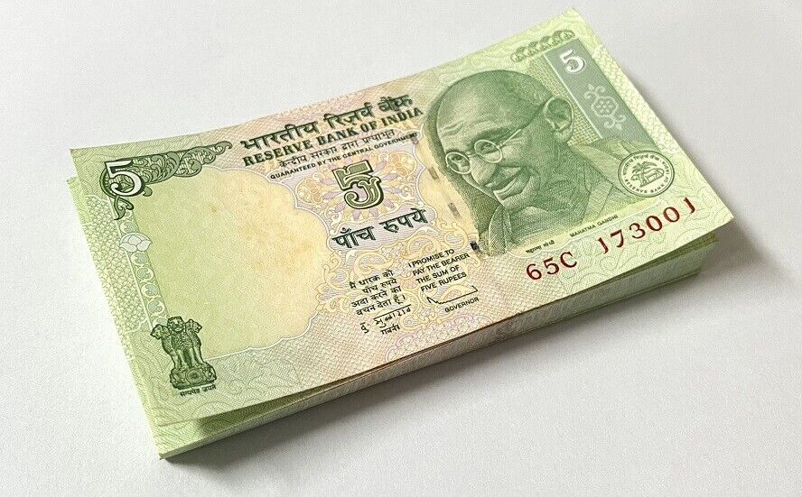 India 5 Rupees 2010 Without Letter P 94 Ac UNC LOT 100 PCS 1 BUNDLE