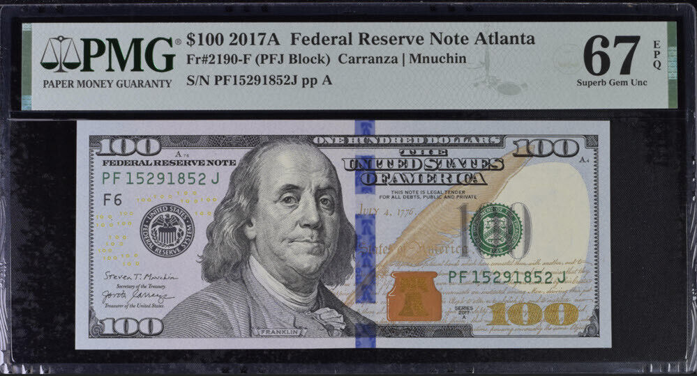 United States 100 Dollars USA 2017A P 548 Atlanta Superb Gem UNC PMG 67 EPQ