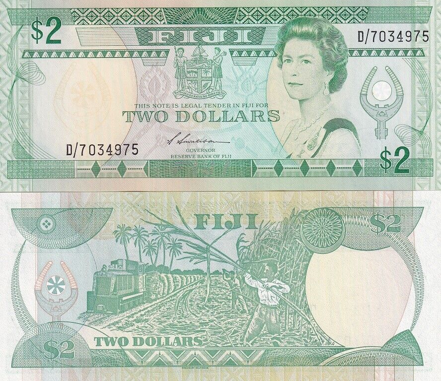 Fiji 2 Dollars ND 1988 P 87 QE II UNC